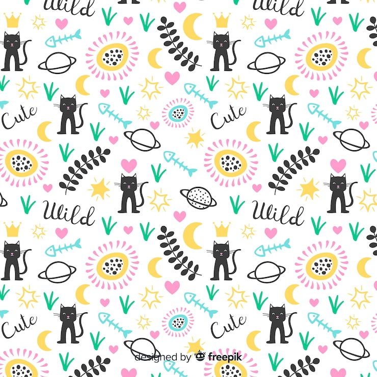 Vecteur gratuit motif drôle d&#39;animaux et de mots doodle