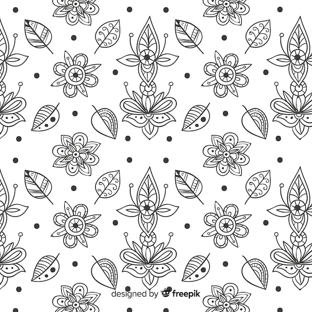 Motif élément Floral Dessiné à La Main