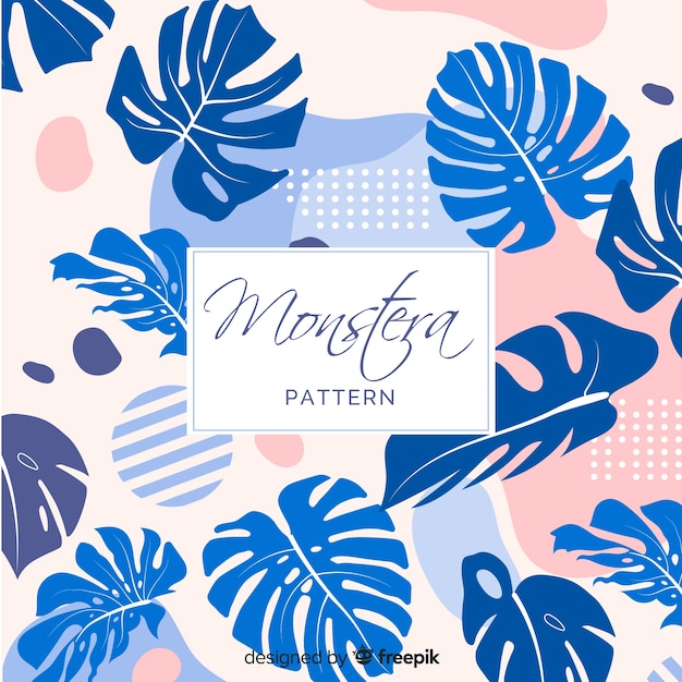 Motif feuilles monstera plat