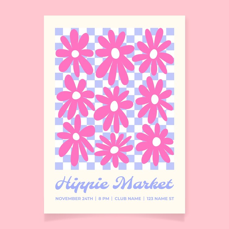 Vecteur gratuit motif de fleur d'affiche dessiné à la main
