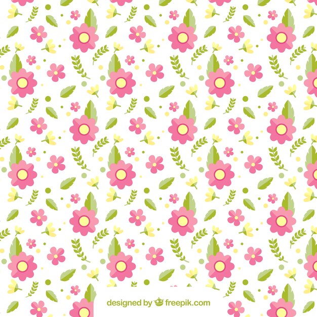 Motif de fleurs et de feuilles roses