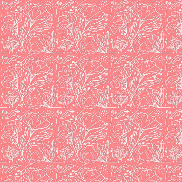 Motif de fleurs pressées dessinées à la main de gravure