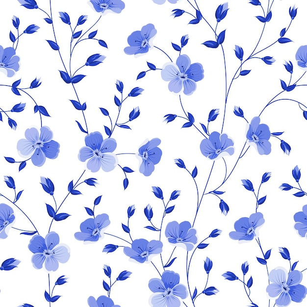 Motif de fleurs sans soudure isolé sur fond blanc Illustration vectorielle