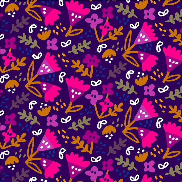 Motif Floral Abstrait Peint à La Main