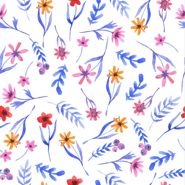 Motif floral aquarelle dessinée à la main