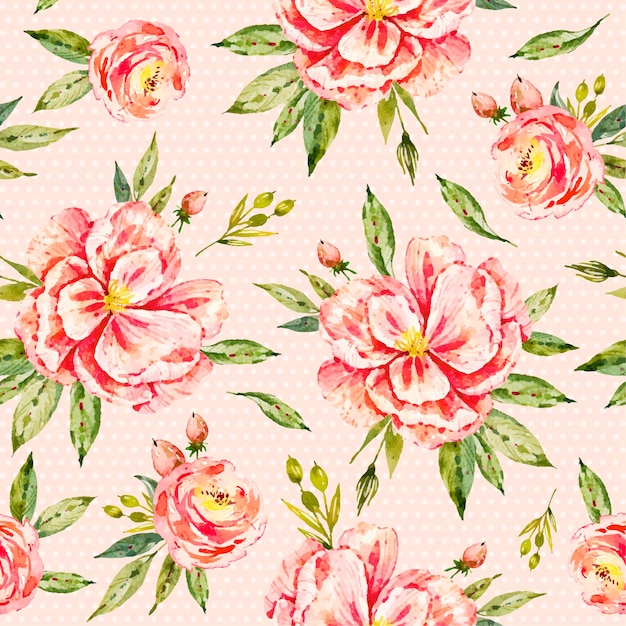 Motif floral aquarelle peint à la main dans des tons pêche