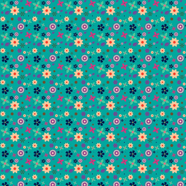 Motif floral avec fond aquamarine