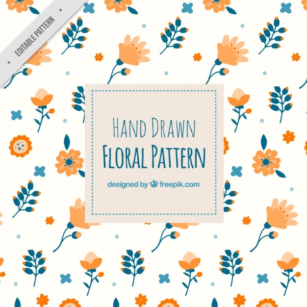 Motif Floral Jolie Dans Les Couleurs Orange Et Bleu