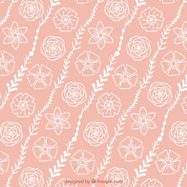 Motif Floral Rose Et Blanc