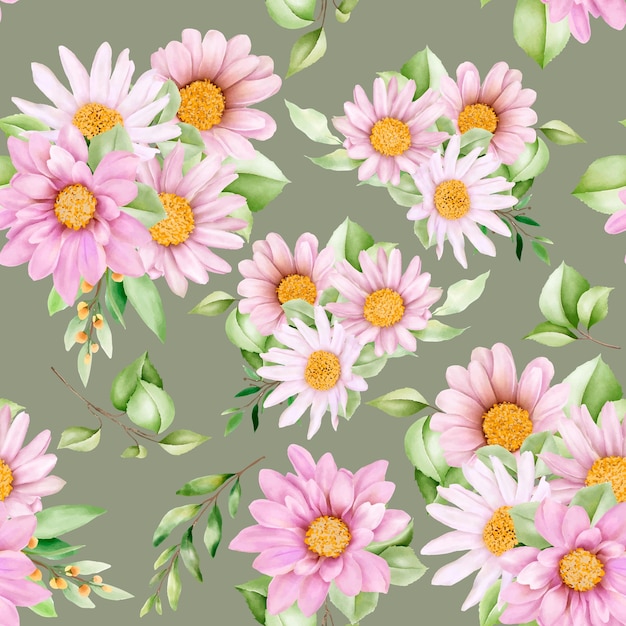 Motif floral sans couture de marguerite aquarelle dessinés à la main