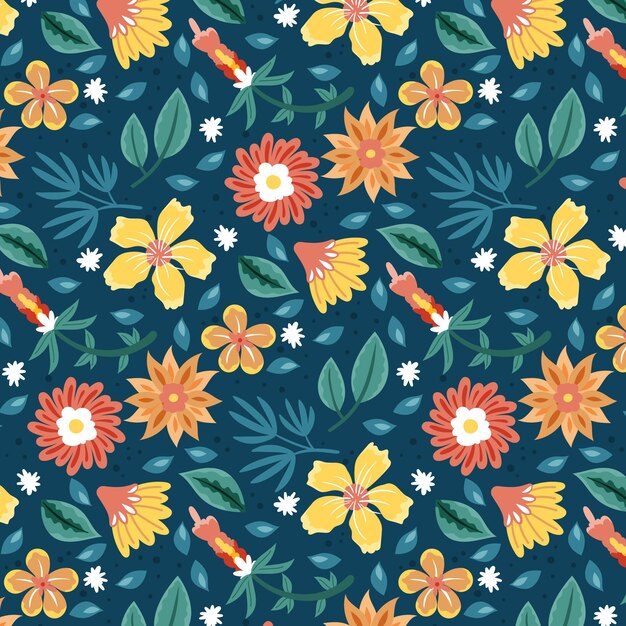 Motif floral tropical peint à la main