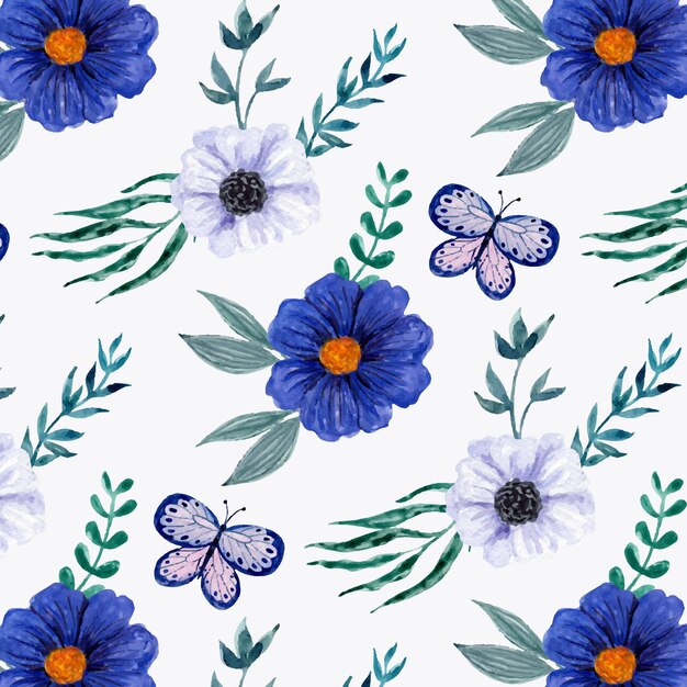 Motif floral violet aquarelle