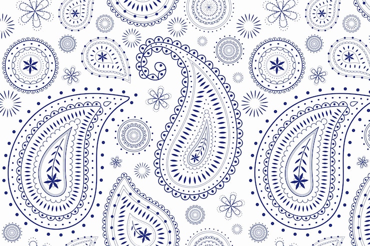 Vecteur gratuit motif de fond paisley, mandala indien blanc en vecteur bleu