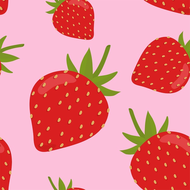 Vecteur gratuit motif de fraises coloré dessinés à la main