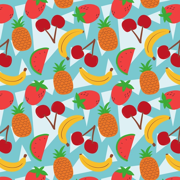 Motif de fruits avec des bananes et de la pastèque