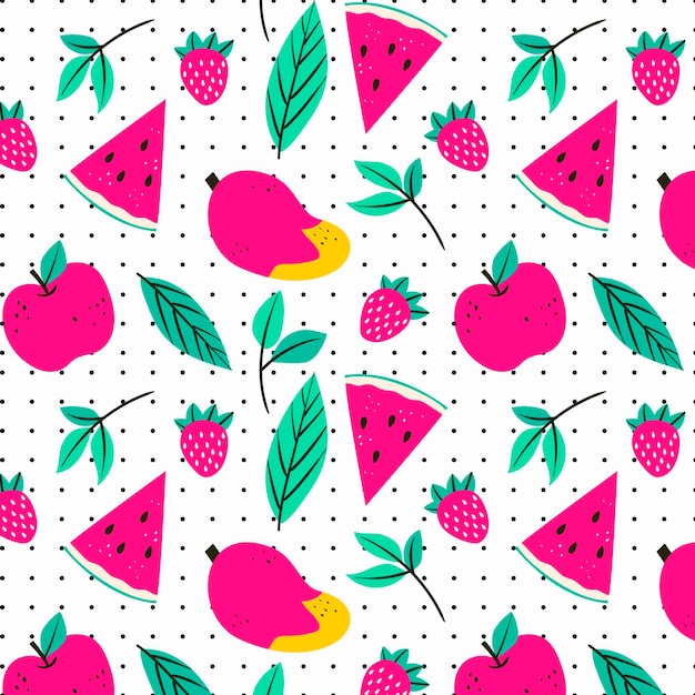 Vecteur gratuit motif de fruits avec pastèque