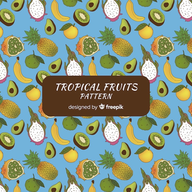 Vecteur gratuit motif de fruits tropicaux dessiné à la main