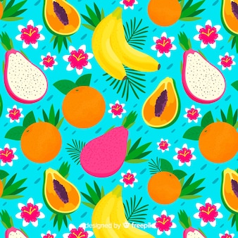 Motif de fruits tropicaux dessiné à la main