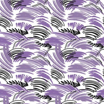 Motif de gribouillis sans soudure de vecteur fait de lignes chaotiques et de couleurs violet blanc noir de surface ...
