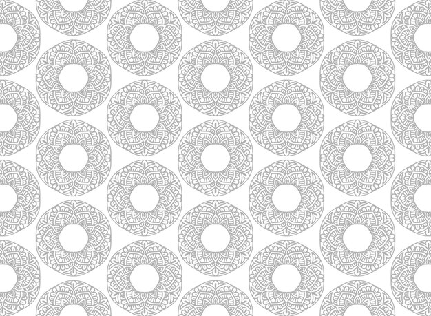 Motif De Mandala Floral Gris Décoratif Ethnique Sur Fond Blanc