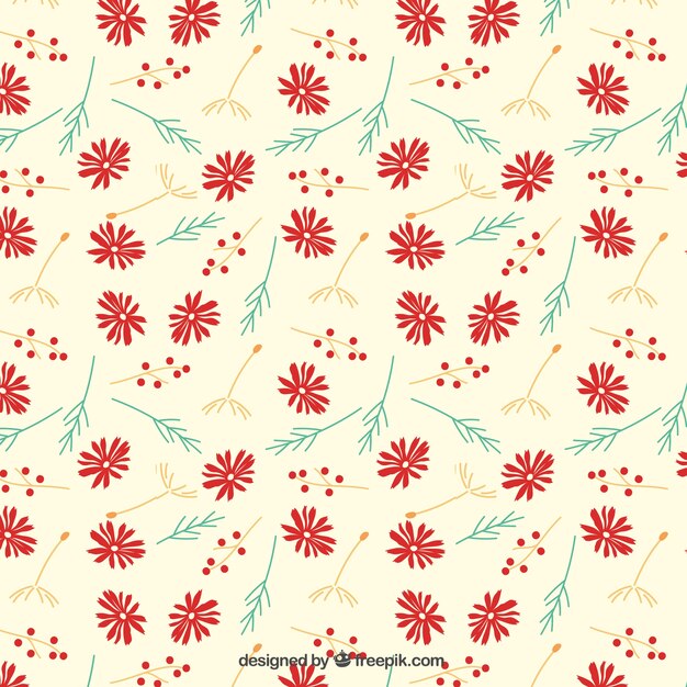 Motif Mignon Avec Des Fleurs Rouges