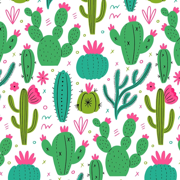 Motif Minimaliste Avec Des Plantes De Cactus