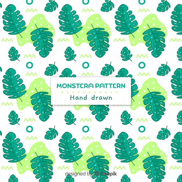 Motif monstera dessiné à la main