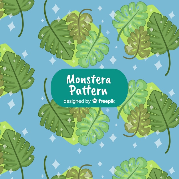 Motif Monstera Dessiné à La Main