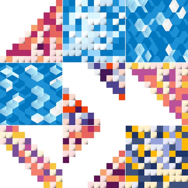 Motif De Mosaïque Bleue Avec Une Illustration Vectorielle De Dégradé De Couleur Mosaïque Adaptée Aux Projets De Conception échantillon De Couleur D'un Pack De 9 Paysages De Pixels Disponible
