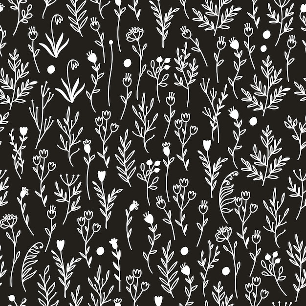 motif noir et blanc avec des fleurs