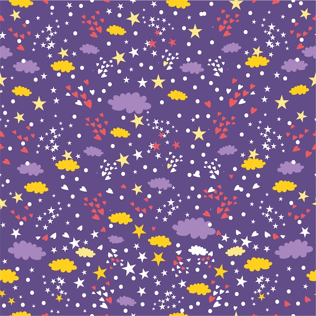 Motif Nuages ​​mignons, étoiles