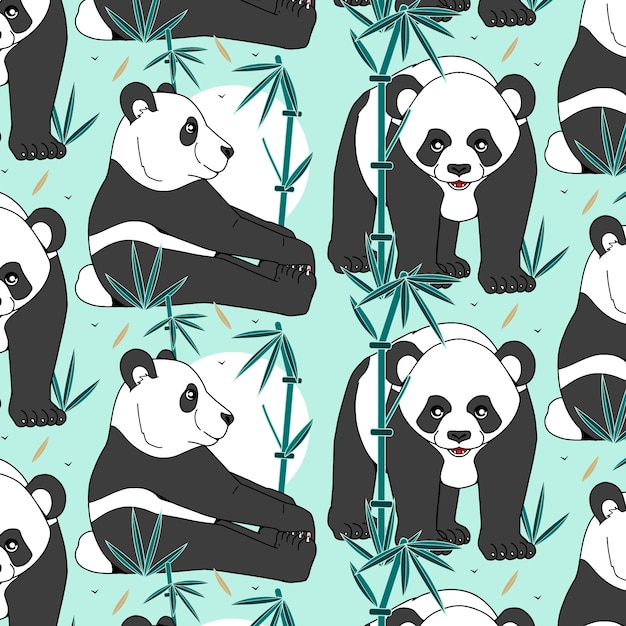 Vecteur gratuit motif panda dessiné à la main