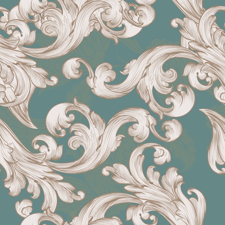 Vecteur gratuit motif de papier peint rétro avec élément floral swirl