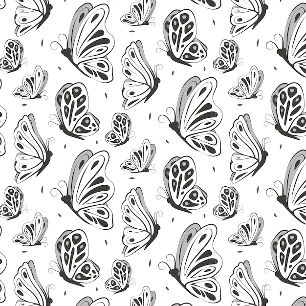 Vecteur gratuit motif de papillon dessiné à la main