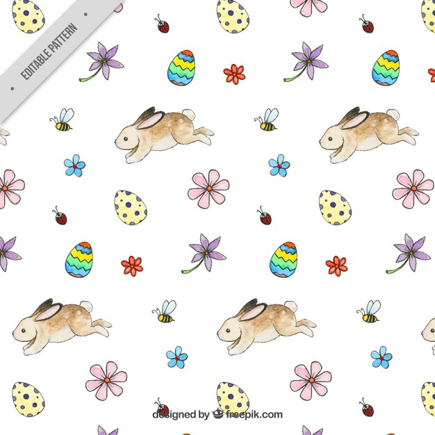 motif de Pâques avec des lapins et des oeufs dans le style d&#39;aquarelle