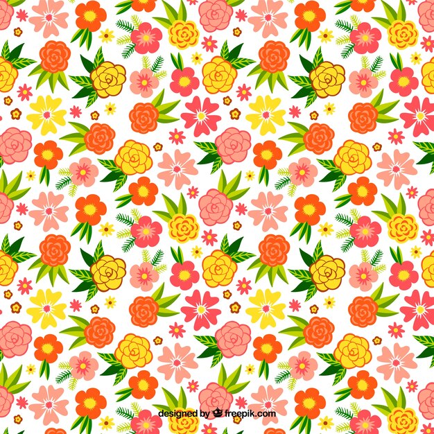 Motif de petites fleurs et de roses dessinés à la main