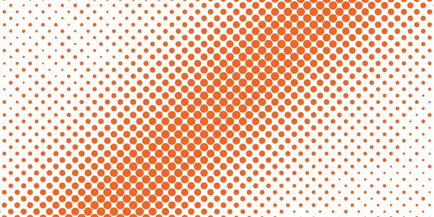 motif de points de demi-teintes orange sur fond blanc