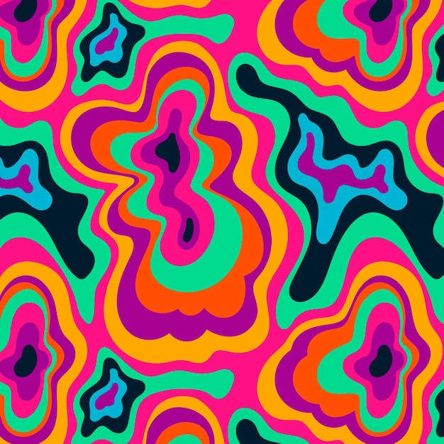 Motif psychédélique plat groovy dessiné à la main