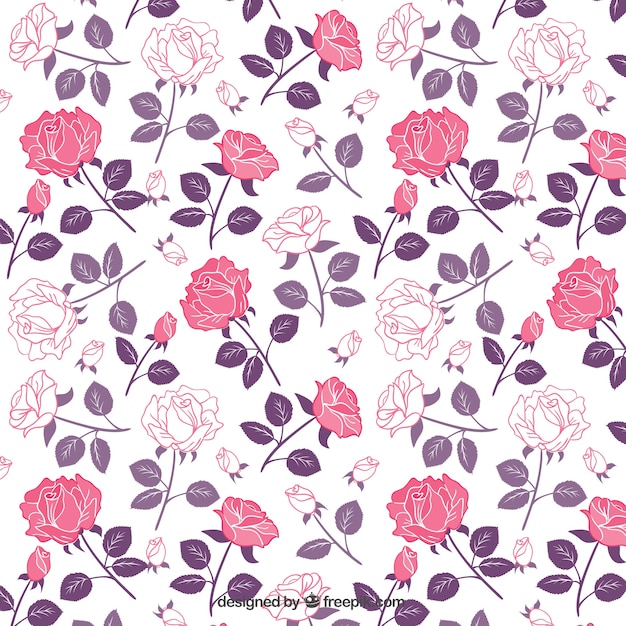 Vecteur gratuit motif roses dans les tons rose et violet