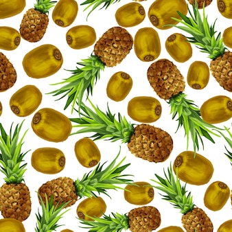 Motif sans couture de kiwi d'ananas