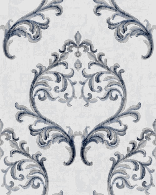 Motif De Texture Argent Rococo Avec Ornements Floraux