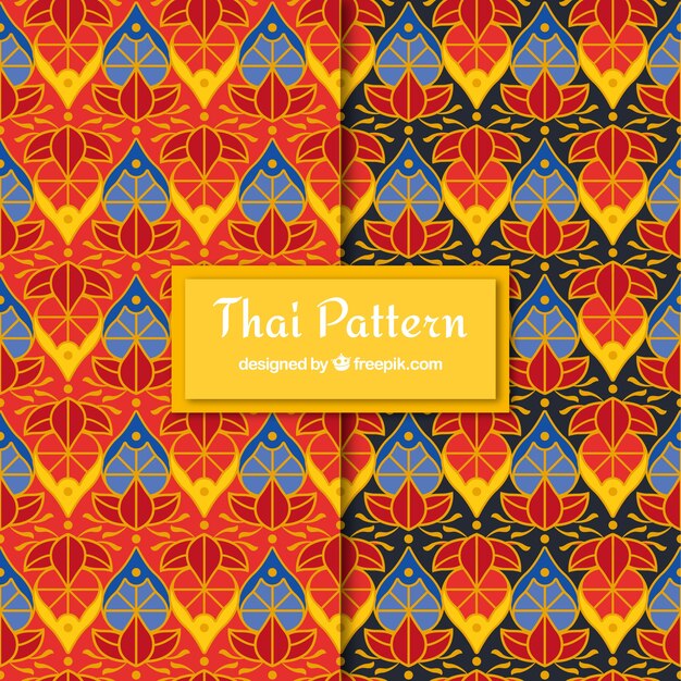 Motif thaïlandais coloré avec un design plat