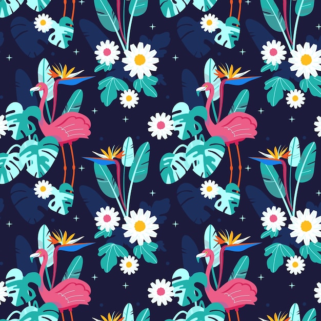 Motif Tropical D'été Dessiné à La Main