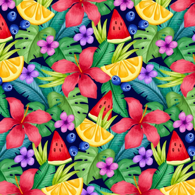 Motif tropical d'été peint à la main