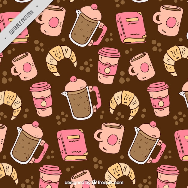 motif vintage de café et un croissant