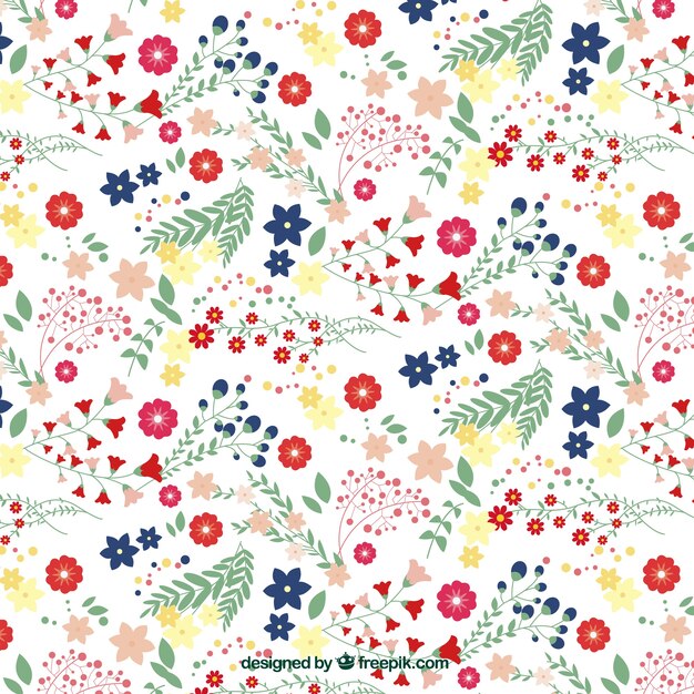 motif vintage avec des fleurs et des feuilles