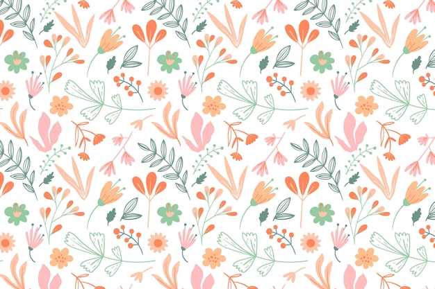 Des motifs floraux dessinés à la main dans des tons de pêche