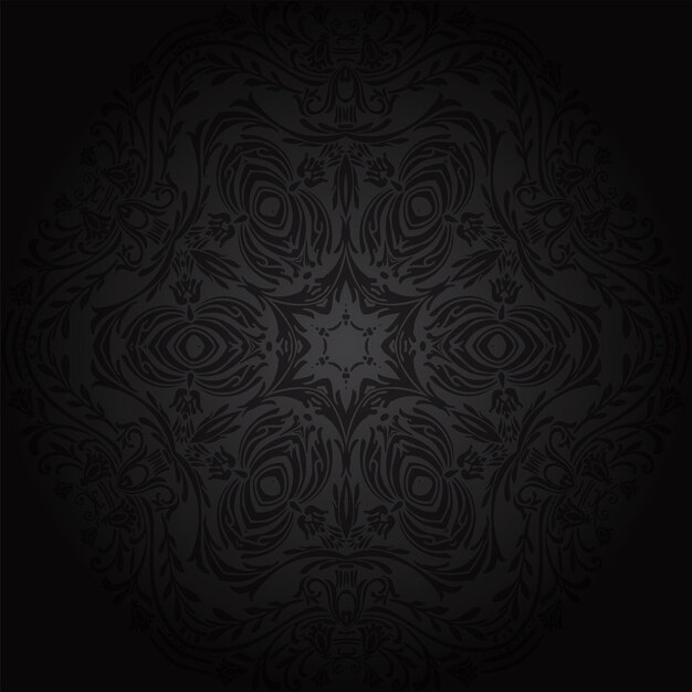 Des motifs floraux sans couture de Damas, des papiers peints royaux, des fleurs sur un fond noir.