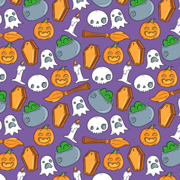 Motifs d'halloween dessinés à la main