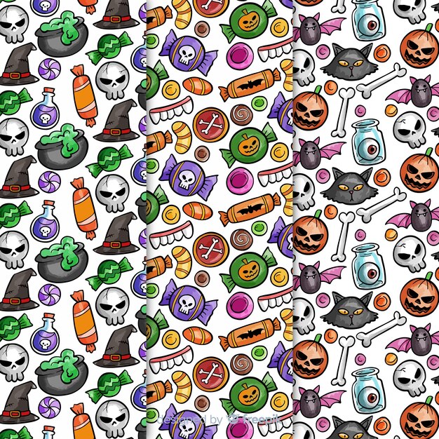 Vecteur gratuit motifs d'halloween avec des dessins